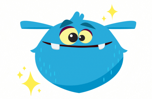 Blue cartoon character named Blurb.
