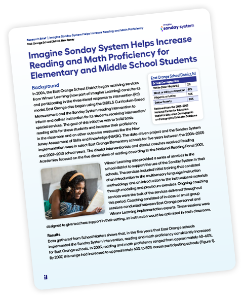 Cover page of an Imagine Sonday System research paper.