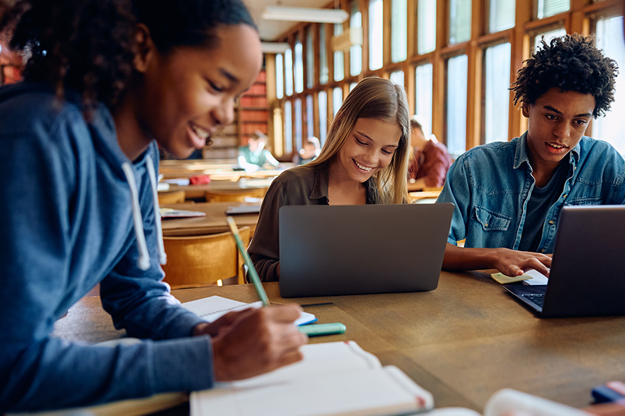 Students studying together.