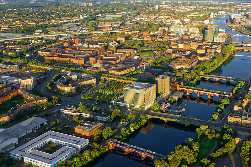 An aerial view of Glasgow.