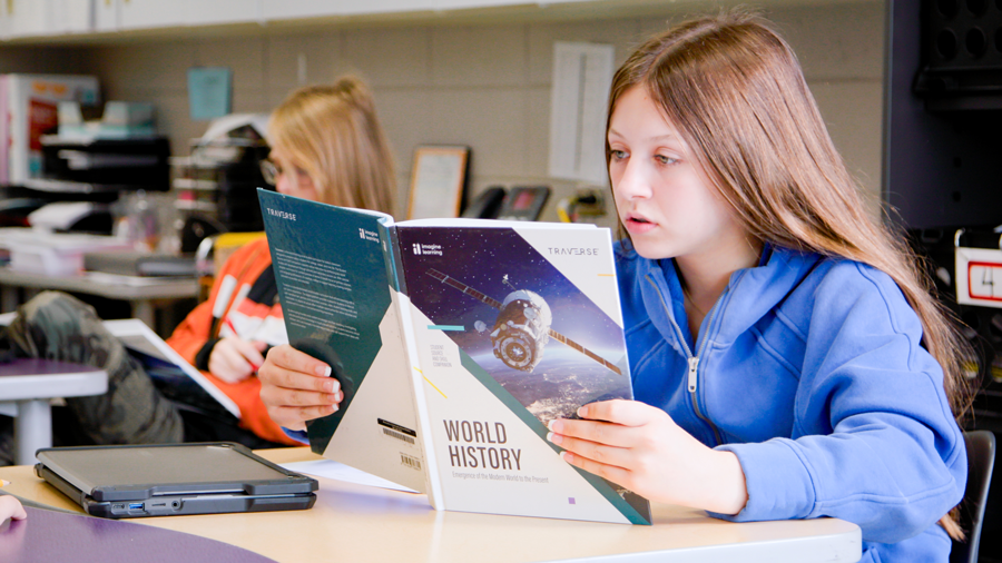 Young student with Traverse print companion