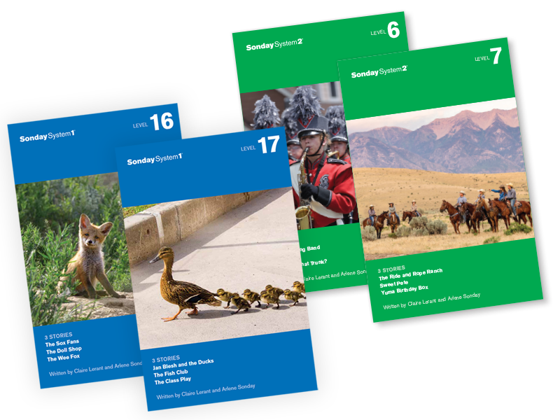 Group of Imagine Sonday System Essentials digital and print product materials to teach foundational literacy skills.